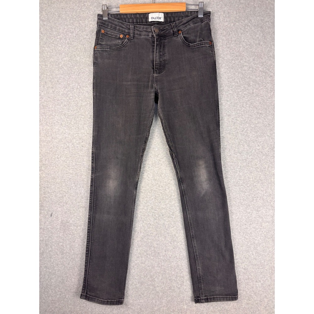 DU/ER Slim Straight Denim Jeans Faded Black Womens 30x30 (Fits 32x29)